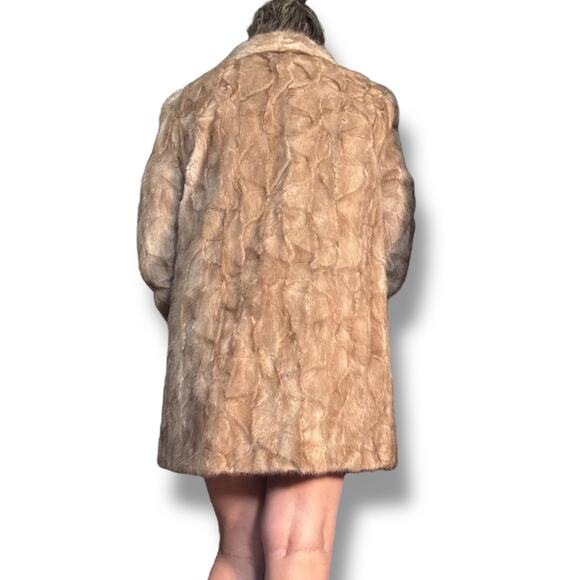 Vintage 60s A Herman Furs Brown Mink Fur Coat Mid Length Lined Classic Luxury - Picture 15 of 16